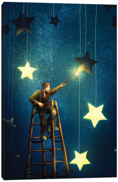 The Star Lighter Canvas Art Print - Night Sky Art