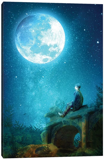 Blue Moon Canvas Art Print - Diogo Verissimo