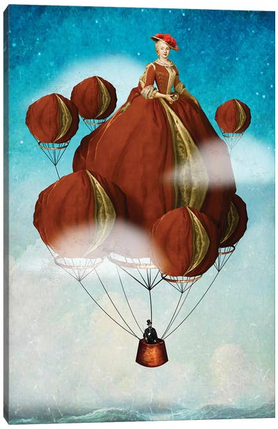 Flying Away Canvas Art Print - Hot Air Balloon Art