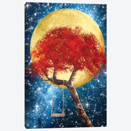 Swing Under A Golden Moonlight Canvas Print #DVE59} by Diogo Verissimo Canvas Wall Art