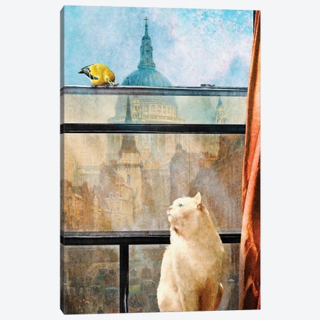 The Bird And The Cat Canvas Print #DVE61} by Diogo Verissimo Art Print