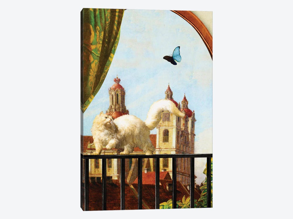 The Butterfly And The Cat 1-piece Canvas Print