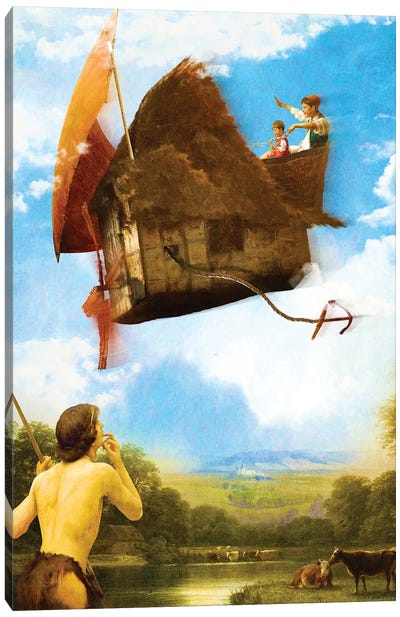 The Flying House Canvas Art Print - Similar to Salvador Dali