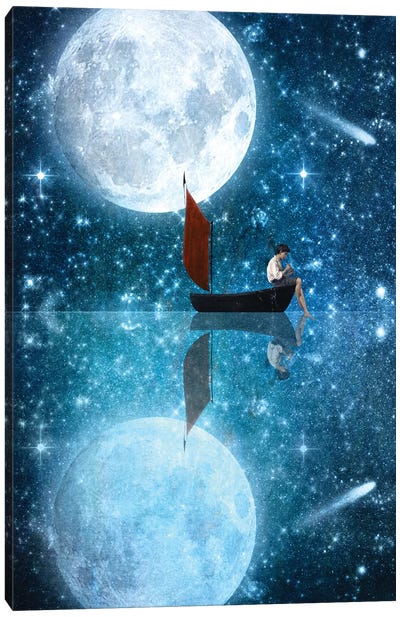The Moon And Me Canvas Art Print - Star Art