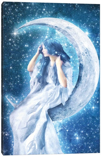 Moon Girl Canvas Art Print - Diogo Verissimo