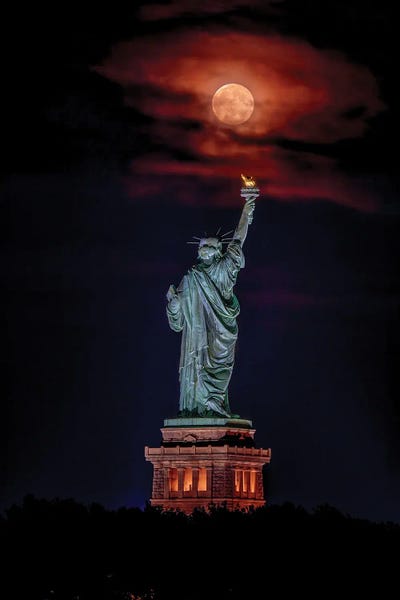 Statue Of Liberty: Liberty Moonrise III by David Gardiner