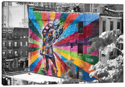 That Kiss Canvas Art Print - Expressive Street Art