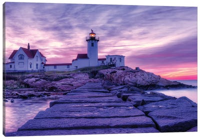 New England Light Canvas Art Print - Lighthouse Art