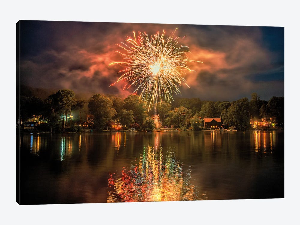 Lake Fireworks by David Gardiner 1-piece Canvas Art