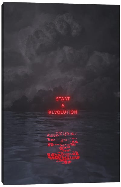 A Revolution Canvas Art Print - Neon Typography