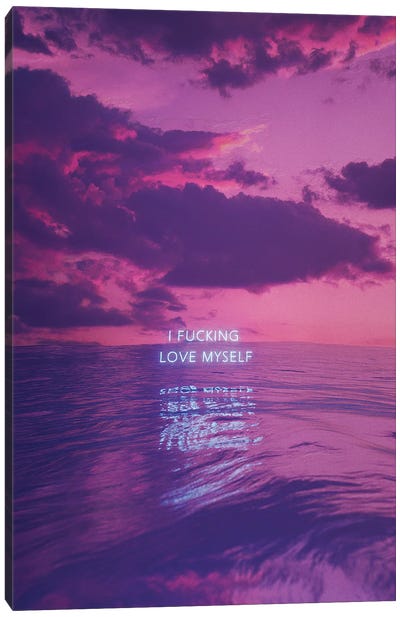 Self Love Canvas Art Print - Neon Typography