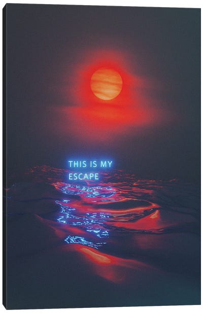This Is My Escape Canvas Art Print - Neon Typography