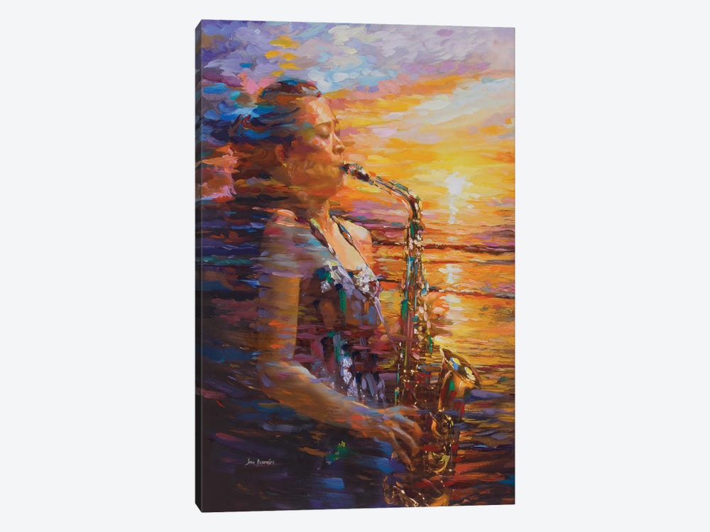 Sunset Saxophone by Leon Devenice 1-piece Canvas Artwork