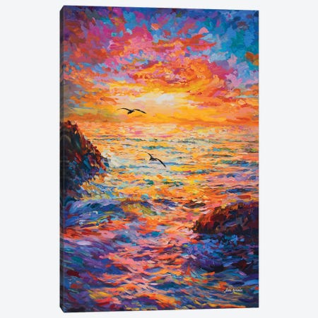 Sunset Over Ocean Canvas Print #DVI121} by Leon Devenice Canvas Artwork