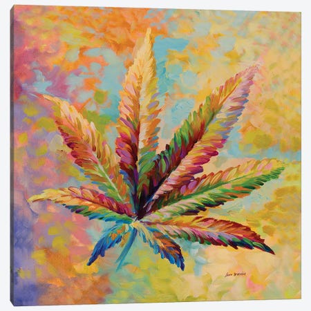 Marijuana Leaf V1  Canvas Print #DVI130} by Leon Devenice Canvas Print