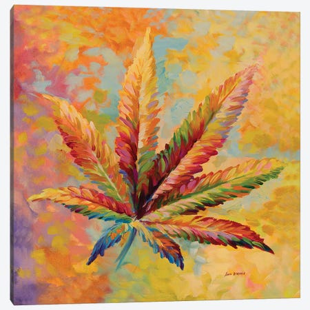 Marijuana Leaf V2 Canvas Print #DVI131} by Leon Devenice Canvas Print