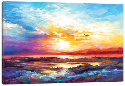 Sunset In Corsica Canvas Art Print - Lake & Ocean Sunrise & Sunset Art
