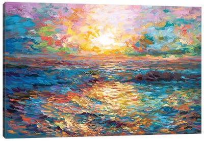 Sunset In Mykonos Canvas Art Print - Beach Sunrise & Sunset Art