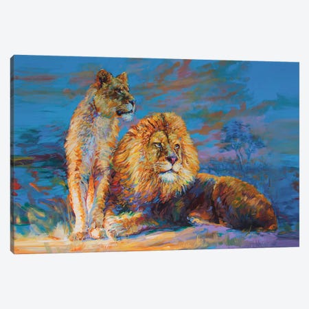 Lion And Lioness Canvas Print #DVI165} by Leon Devenice Canvas Art Print