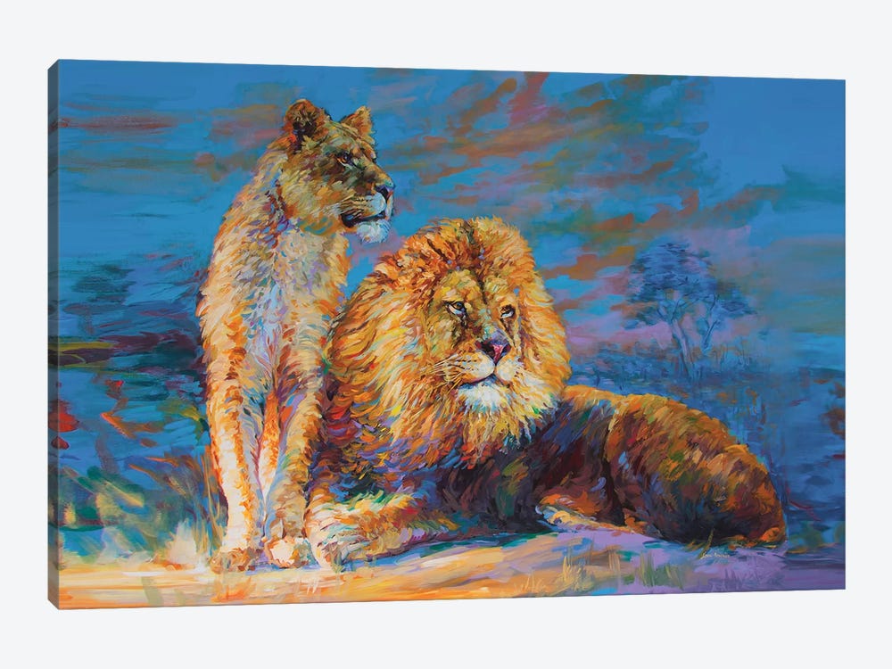 Lion And Lioness by Leon Devenice 1-piece Art Print