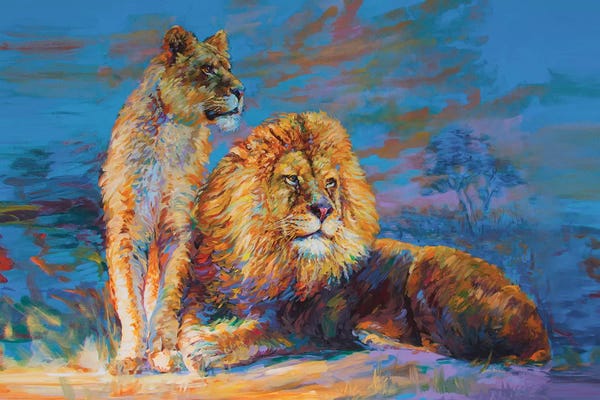 Leon Devenice: Lion And Lioness by Leon Devenice