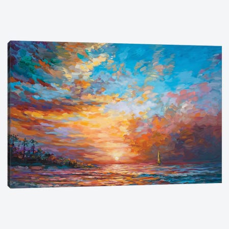 Caribbean Sunset Canvas Print #DVI185} by Leon Devenice Art Print