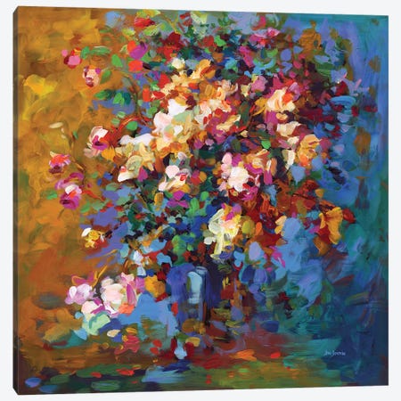 Bouquet Of Flowers Canvas Print #DVI203} by Leon Devenice Art Print