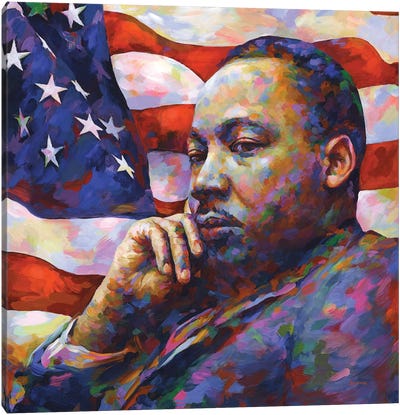 Martin Luther King Jr. Canvas Art Print - Flag Art