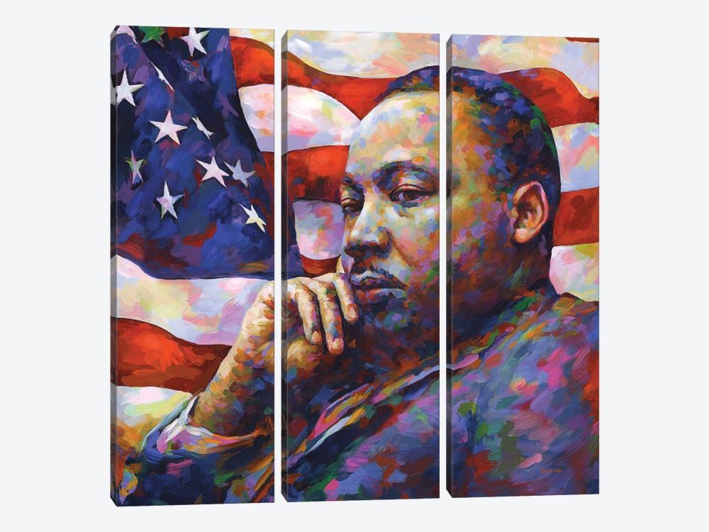 Martin Luther King Jr. by Leon Devenice 3-piece Canvas Art Print