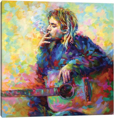 Kurt Cobain Canvas Art Print - Smoking