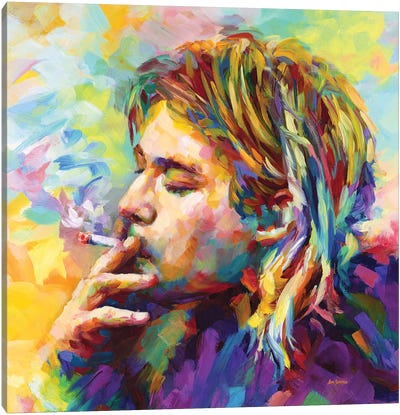 Kurt Cobain II Canvas Art Print - Smoking Art
