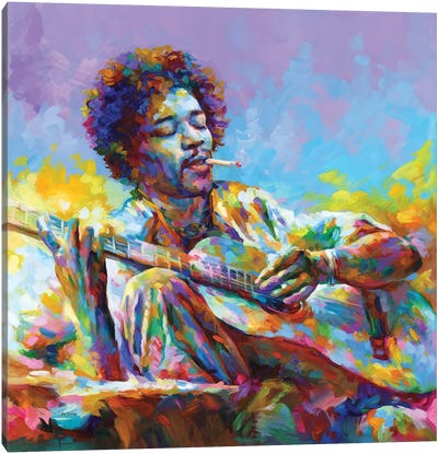Jimi Hendrix II Canvas Art Print - Smoking Art