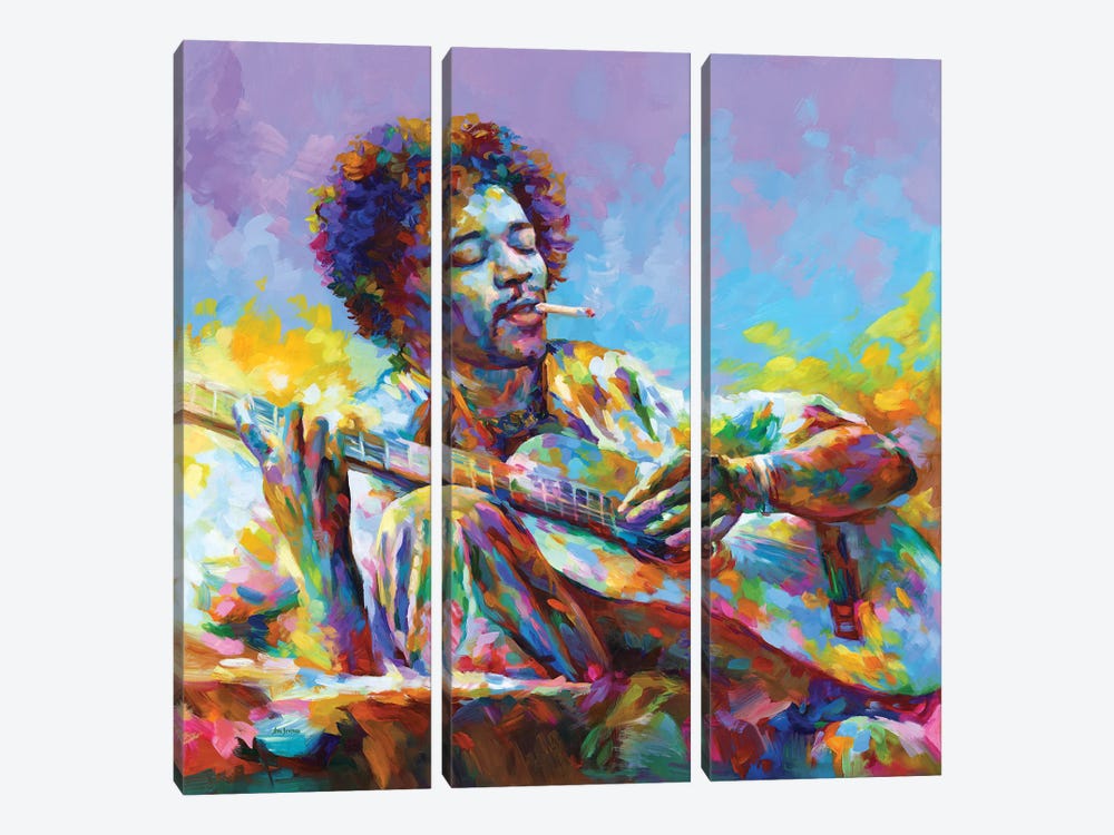 Jimi Hendrix II by Leon Devenice 3-piece Canvas Art Print