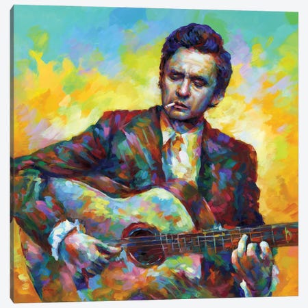Johnny Cash Canvas Print #DVI242} by Leon Devenice Canvas Print