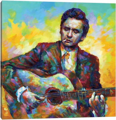 Johnny Cash Canvas Art Print - Smoking