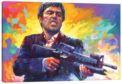 Scarface Canvas Art Print - Crime & Gangster Movie Art
