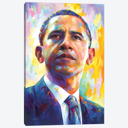 President Obama Canvas Print #DVI254} by Leon Devenice Art Print
