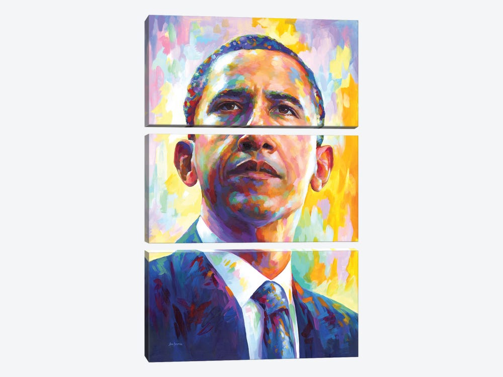 President Obama by Leon Devenice 3-piece Art Print
