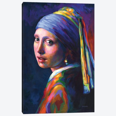 Girl With A Pearl Earring ,A Homage To Vermeer Canvas Print #DVI255} by Leon Devenice Canvas Print