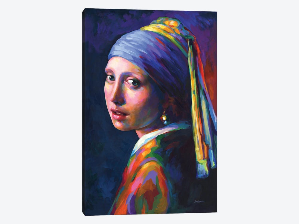 Girl With A Pearl Earring ,A Homage To Vermeer by Leon Devenice 1-piece Canvas Artwork