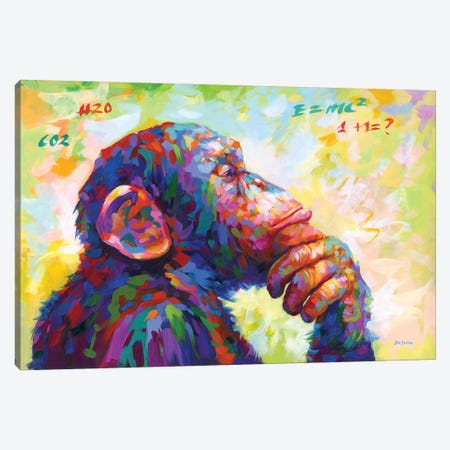 The Thinker Monkey Canvas Print #DVI265} by Leon Devenice Canvas Wall Art