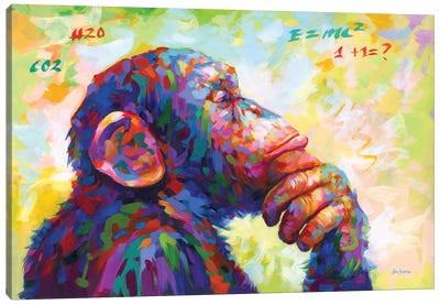 The Thinker Monkey Canvas Art Print - Monkey Art