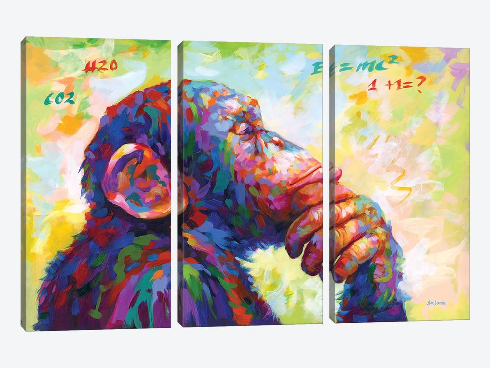 The Thinker Monkey by Leon Devenice 3-piece Canvas Art Print