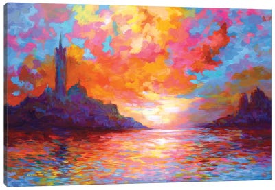 Sunset In Venice,A Homage To Claude Monet Canvas Art Print - Veneto Art