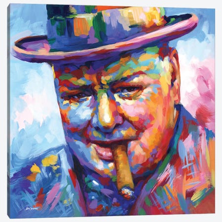 Winston Churchill Canvas Print #DVI278} by Leon Devenice Canvas Artwork