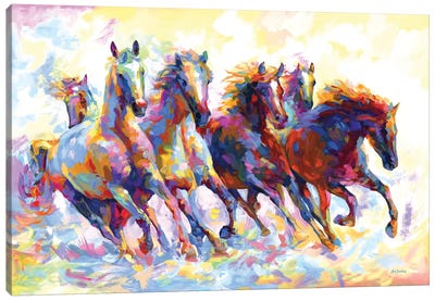 Wild Horses Running Canvas Art Print - Best Selling Animal Art