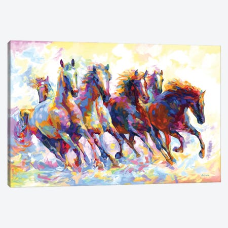 Wild Horses Running Canvas Print #DVI281} by Leon Devenice Canvas Art Print