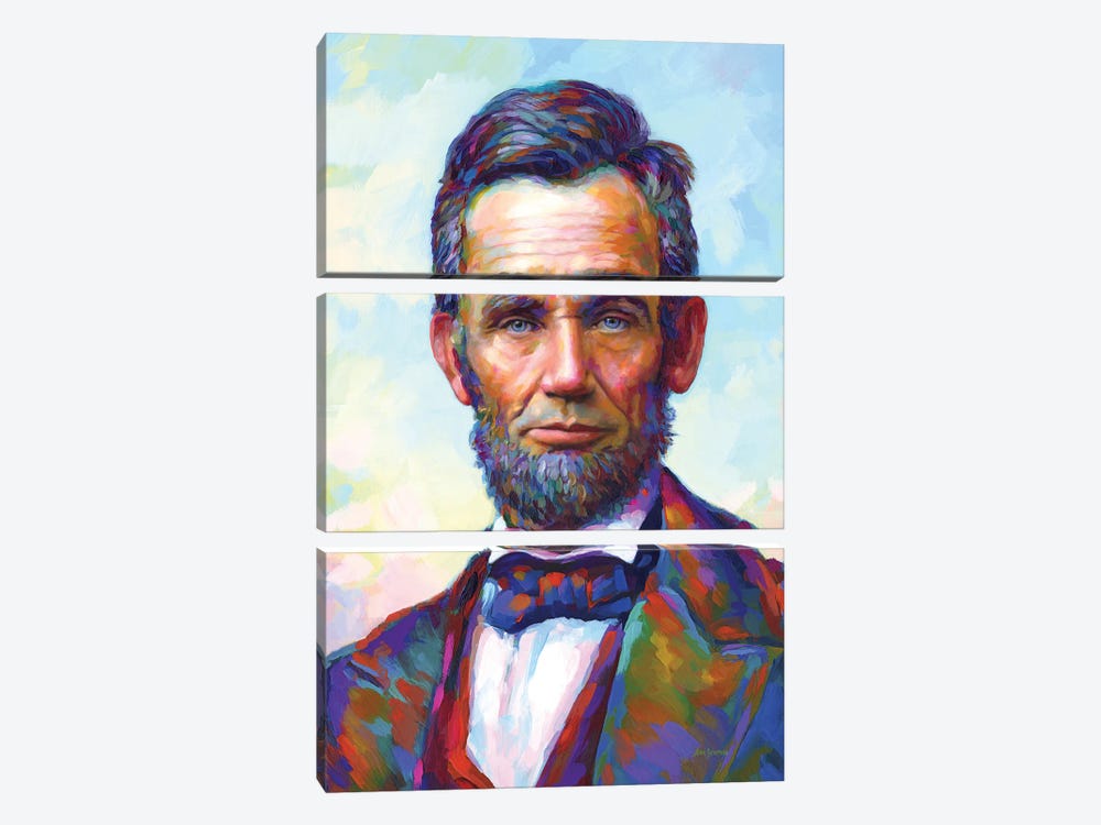 Abraham Lincoln II by Leon Devenice 3-piece Canvas Print
