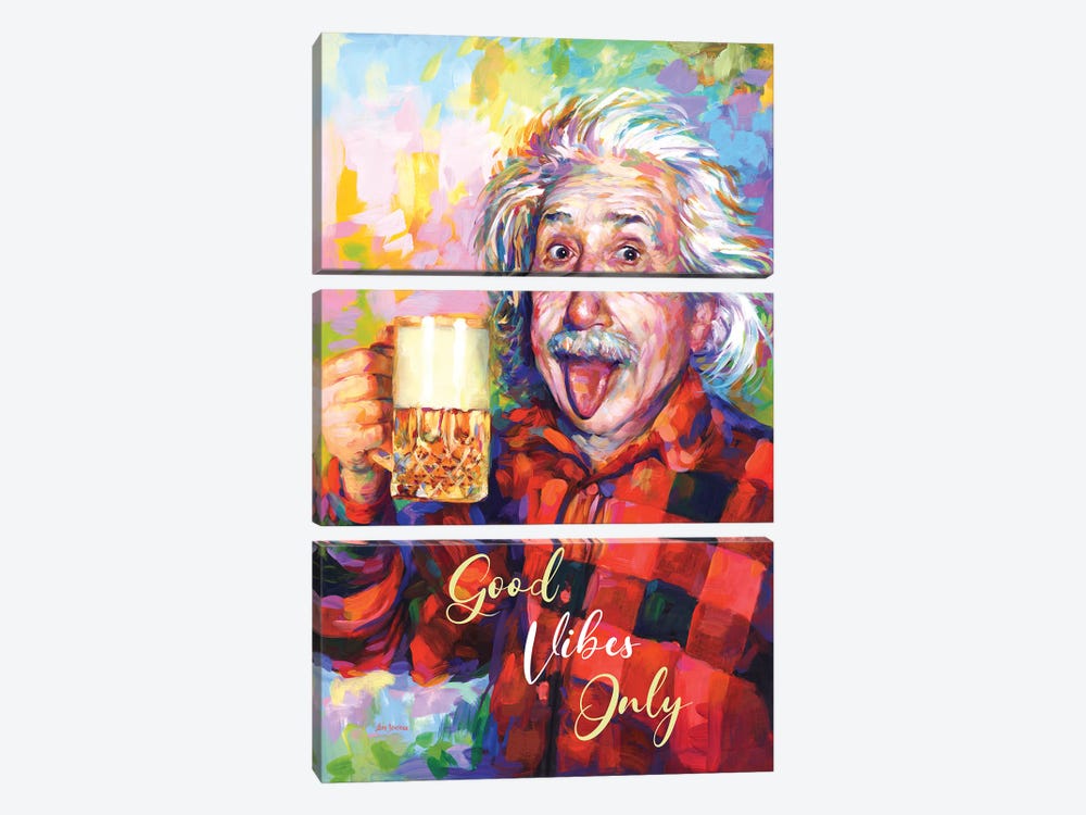 Einstein, Good Vibes Only by Leon Devenice 3-piece Canvas Wall Art