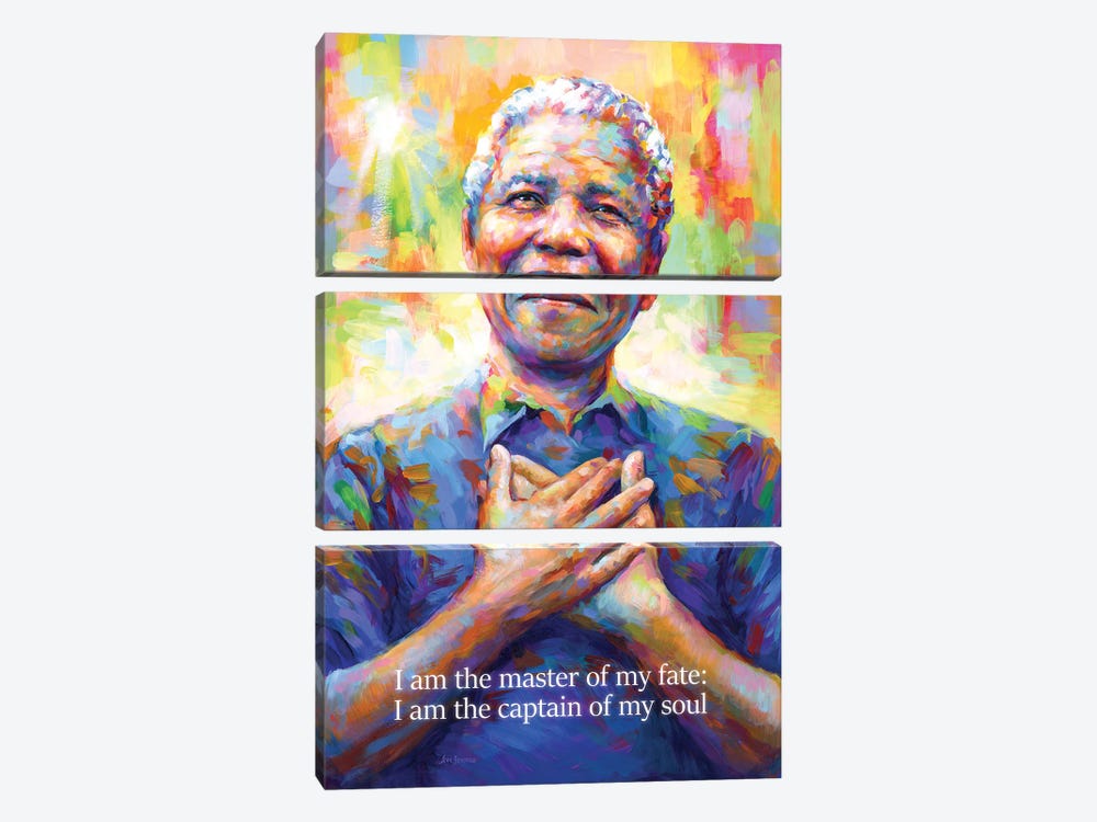Nelson Mandela II by Leon Devenice 3-piece Canvas Print